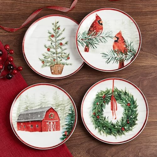 Mikasa Holiday Countryside Christmas Salad Plates Set of 4 9 Inch