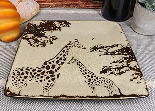 Ebros Gift Pack Of 2 Safari Grasslands Giraffe Mother And Calf Salad Plates