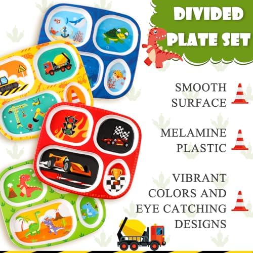 Hoolerry 4 Set Kids Dinner Plates