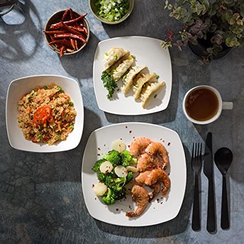 Gibson Home Zen Buffet White Square Dinnerware Set for 4