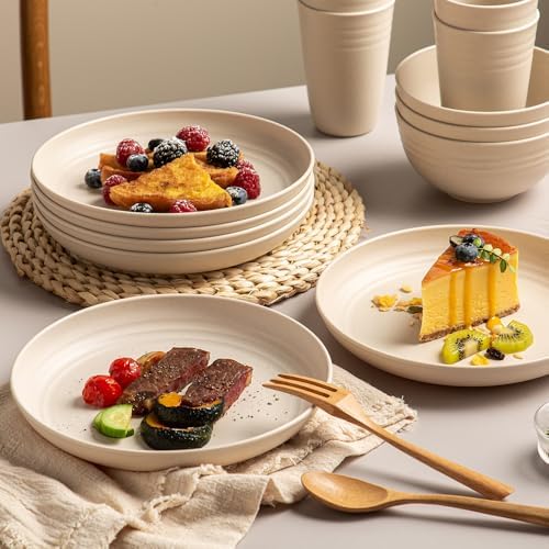 18-Piece Unbreakable Wheat Straw Dinnerware Set