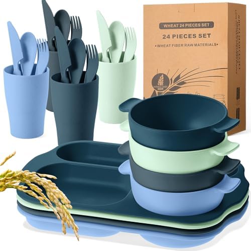 Tanlade 24-Piece Divided Dinnerware Set for Kids Adults