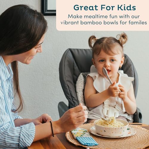 4-Piece Shatterproof Bamboo Bowls for Kids
