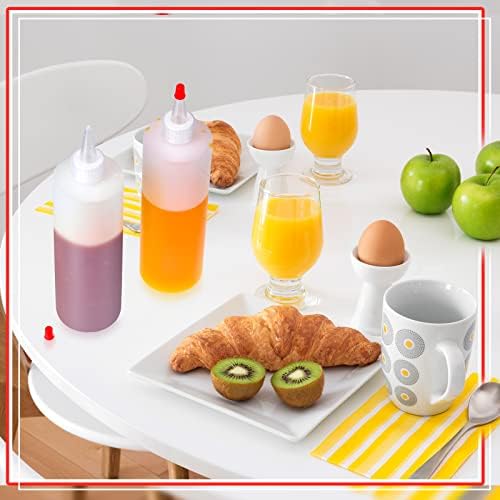 Irenare 40 Pcs 12 oz Condiment Squeeze Bottles with Red Tip Caps