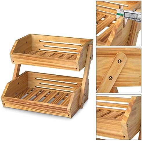 2-Tier Wooden Fruit Basket for Kitchen