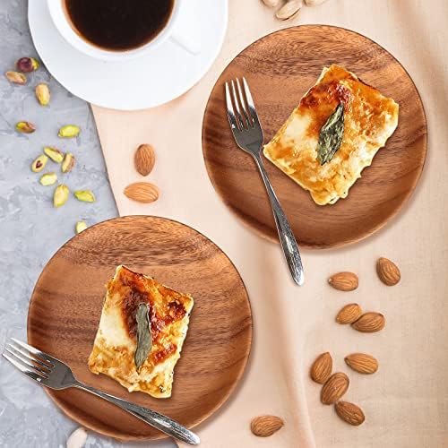Two Small Wooden Dessert Plates for Acacia Wood Snacks