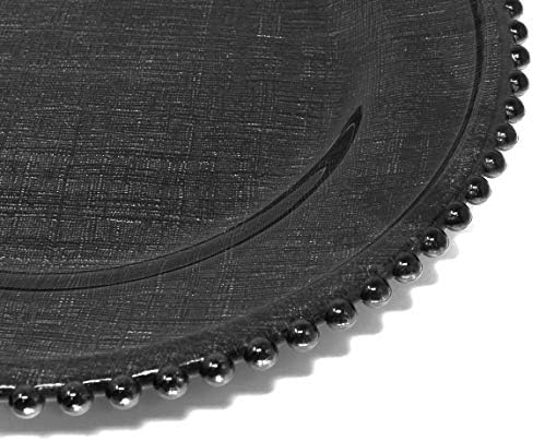 Ms Lovely Cross-Stitch Glass charger plate set - Black 126 inch - Beaded Rim