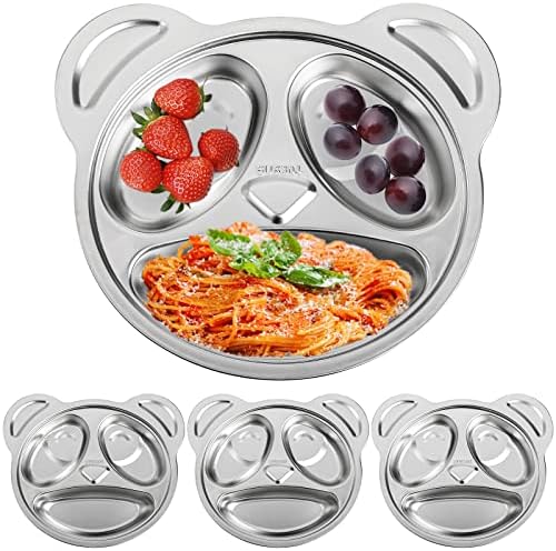 Lyellfe Set of 4 Stainless Steel Divided Plates