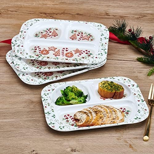 Melamine Child Size Dinner Trays Winterberry Design Set of 4
