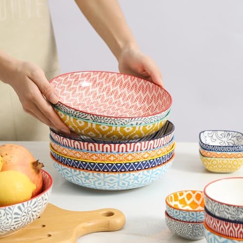 Selamica Ceramic Pasta Bowls Set of 6 34 Oz 86 Inch