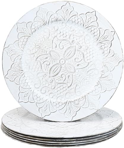 Rustic White Charger Plates Set of 6 Perfect for Dining Entertaining