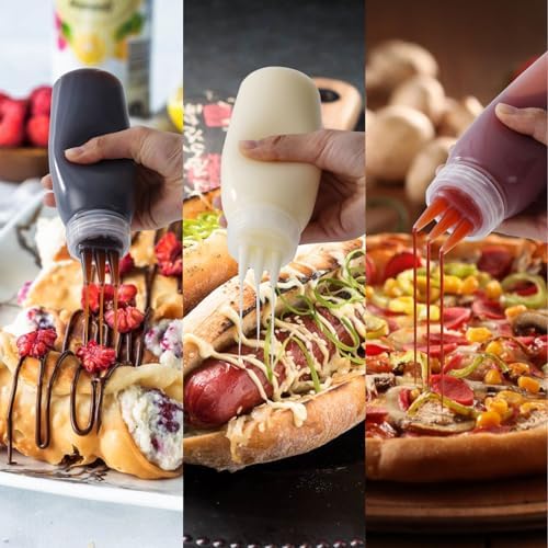 Werduoland 3-Hole Squeeze Bottles Set for Sauces Condiments and More
