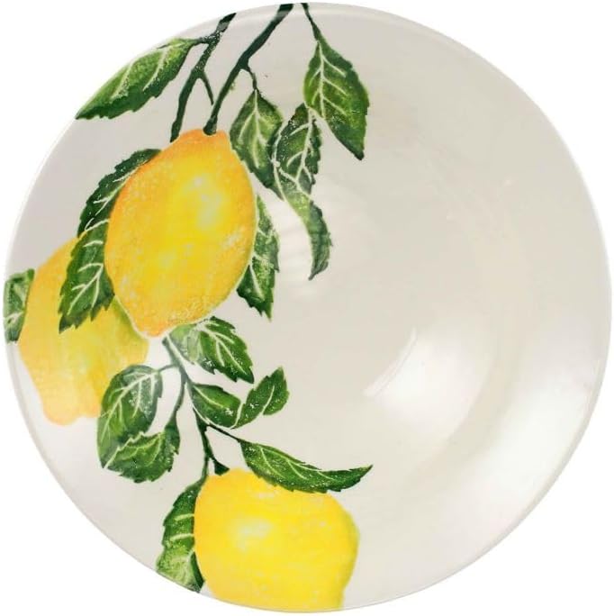 Vietri Limoni Medium Serving Bowl 12 Inch White Handcrafted