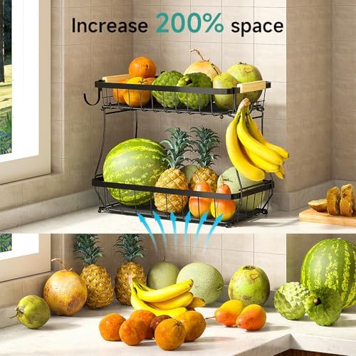 Sturdy 2-Tier Fruit Basket for Kitchen Storage