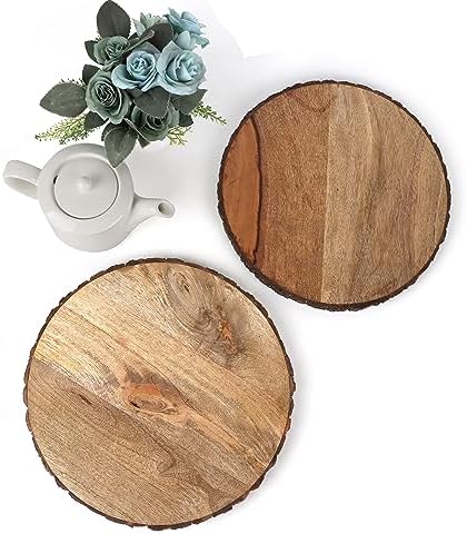 Cleentable Mango Wood Appetizer Plate 4-Pack