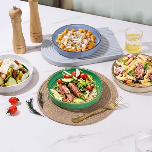 E-Far Premium Pasta Bowls Set of 4 30oz Stoneware with Reactive Glaze