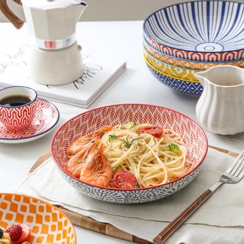 Selamica Ceramic Pasta Bowls Set of 6 34 Oz 86 Inch
