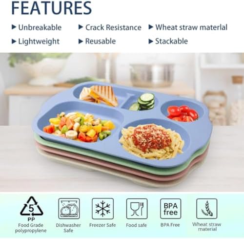 RUIBOLU 12 Divided Plates BPA-Free Portion Control