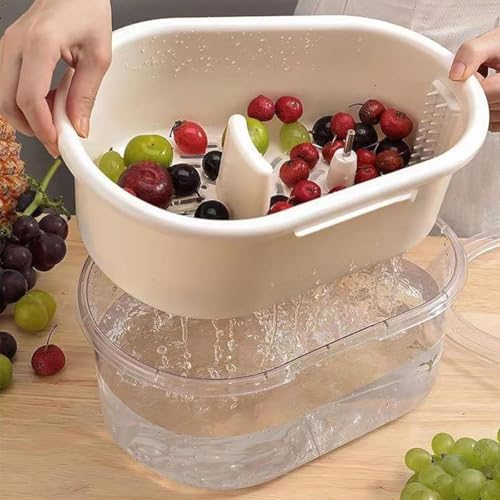 Fruit Cleaner Spinner 2025 New Green Design Efficient Fruit Washing Bowl