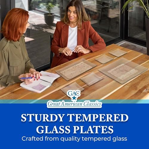 Elegant GAC Tempered Glass Square Dessert Plates Set of 4 6 x 6