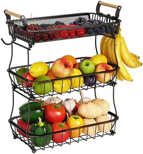 Multifunctional 3-Tier Fruit and Vegetable Basket