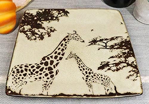 Ebros Gift Pack Of 2 Safari Grasslands Giraffe Mother And Calf Salad Plates