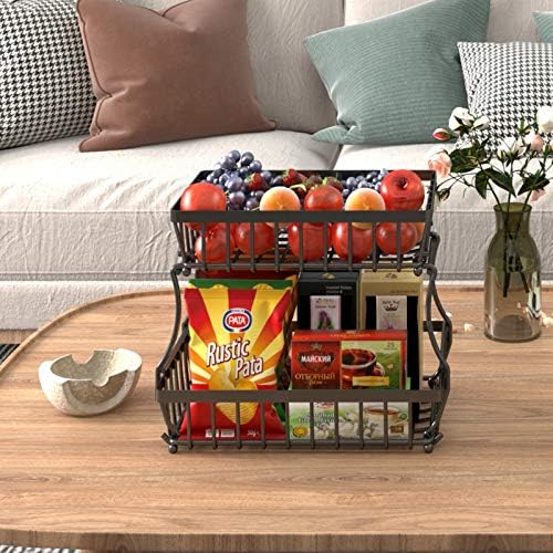 Apsan 2-Tier Metal Fruit Basket for Kitchen Counter - Durable and Stylish