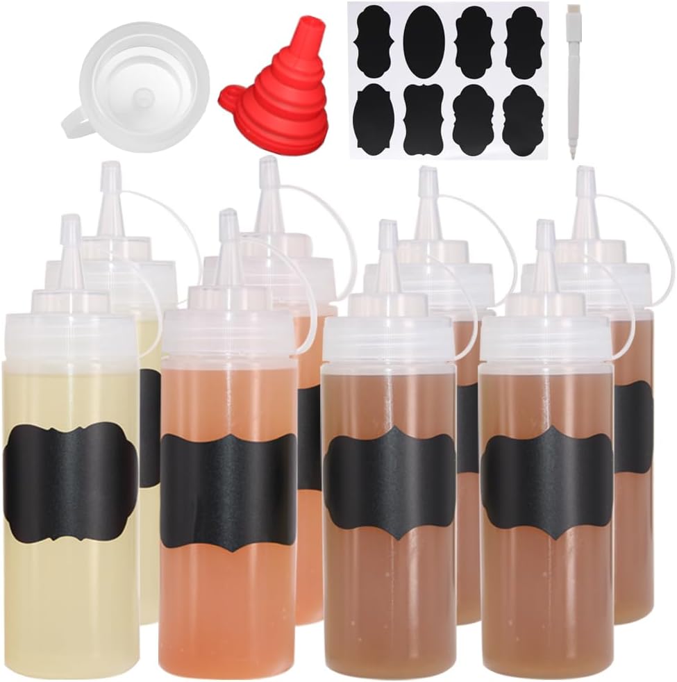 8 Squeeze Bottle Set with silicone funnel