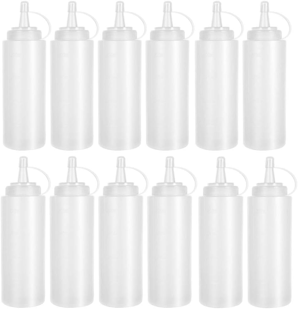 12Pack MultiUse squeezable bottles for condiments BBQ sauce and more