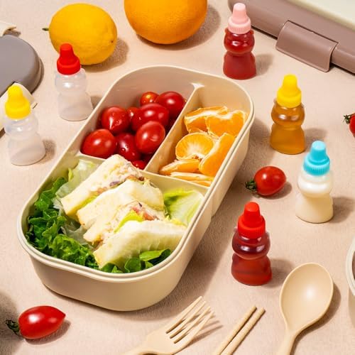 Deluxe Mini Condiment Bottles for Lunch Travel and Kids