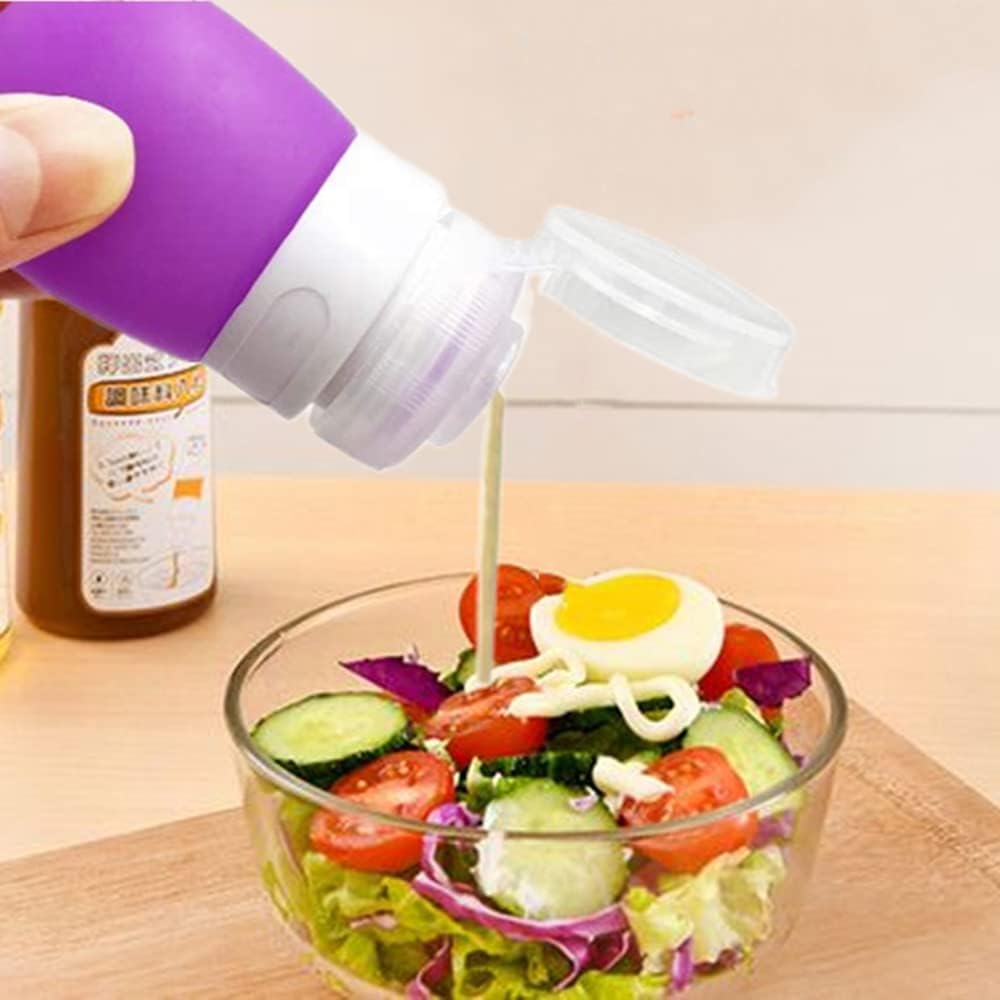 Accfore 5Pack Squeeze Salad Dressing Bottles with Cleaning Brush