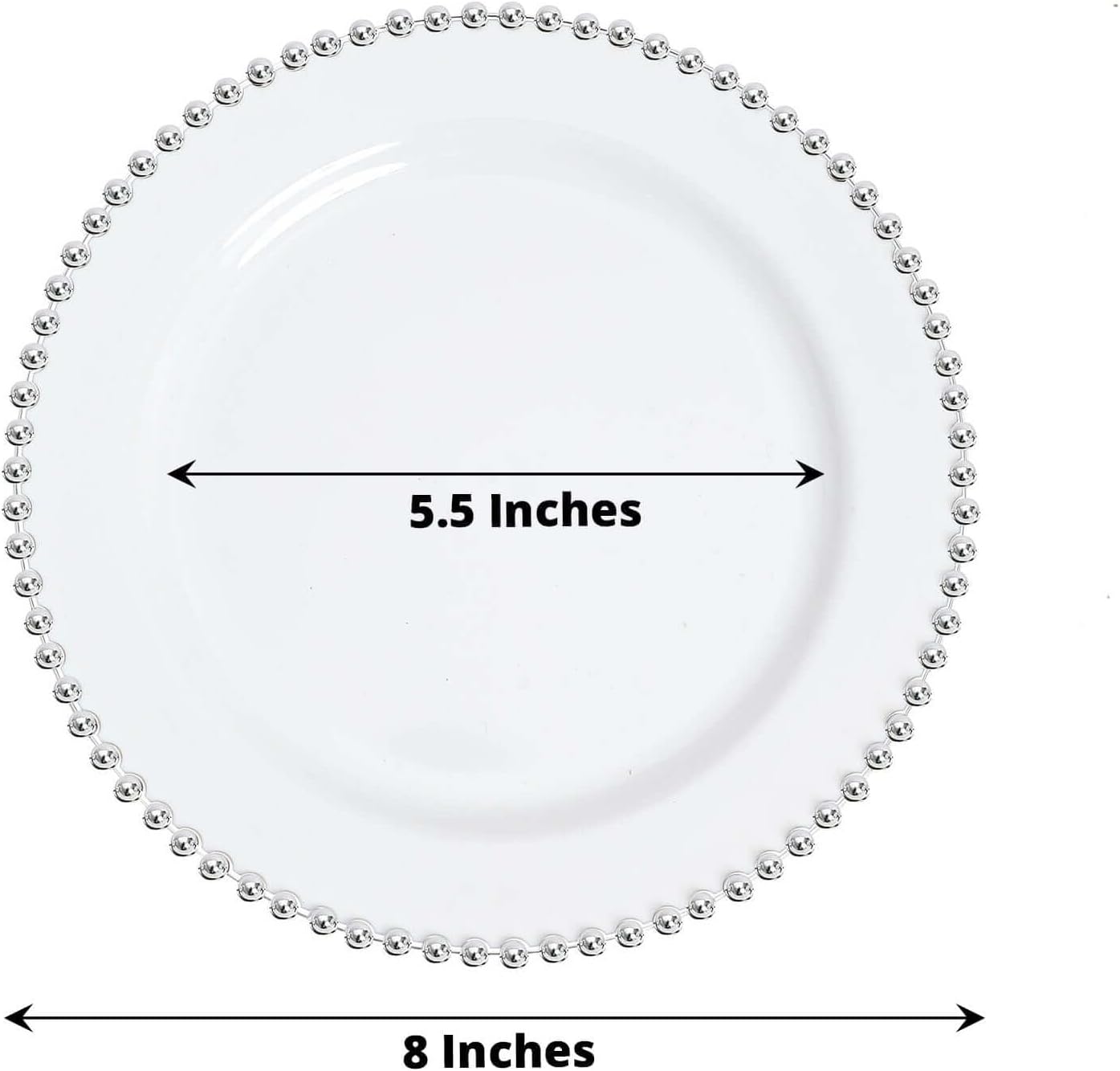 Elegant 8 Salad Plates Set of 30 WhiteSilver Round Disposable