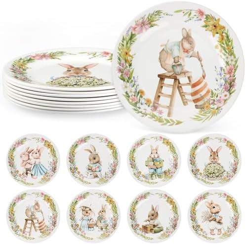 8 Pcs Easter Bunny Salad Plates Assorted Designs