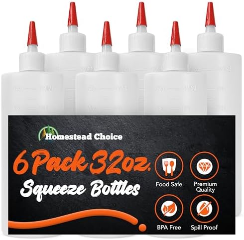 Homestead Choice 32 oz Squeeze Bottles BPA-Free and Durable