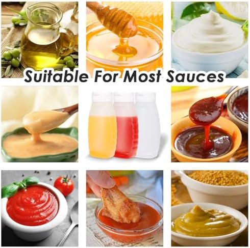 Nacxbwer - Condiment Squeeze Bottles with Silicone Funnel and Leak-Proof Design