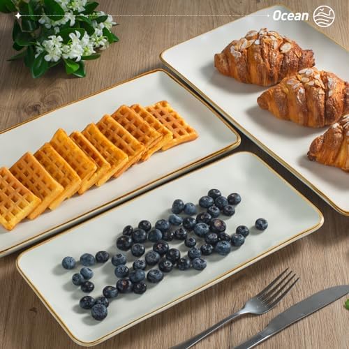 Stoneware Serving Platter Ocean Series Vanilla White