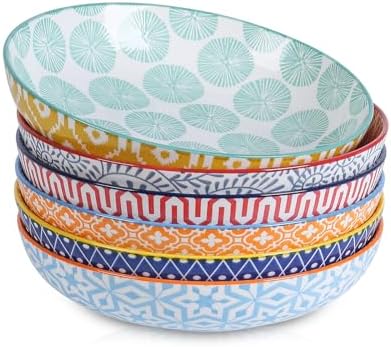 Selamica Ceramic Pasta Bowls Set of 6 34 Oz 86 Inch