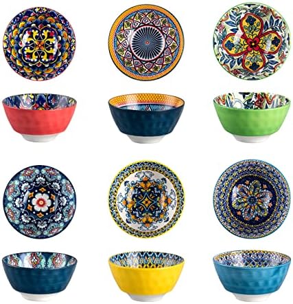 Vibrant Bohemian Ceramic Snack Bowls Set