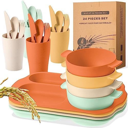 Tanlade 24-Piece Kids Dinnerware Set