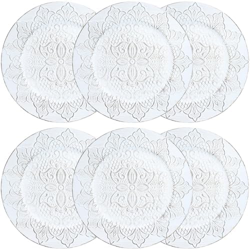 Rustic White Charger Plates Set of 6 Perfect for Dining Entertaining