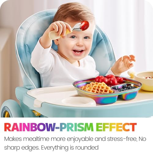 MIMORE Non-Toxic Toddler Plates 5-Pack with lids Divided Meals Set