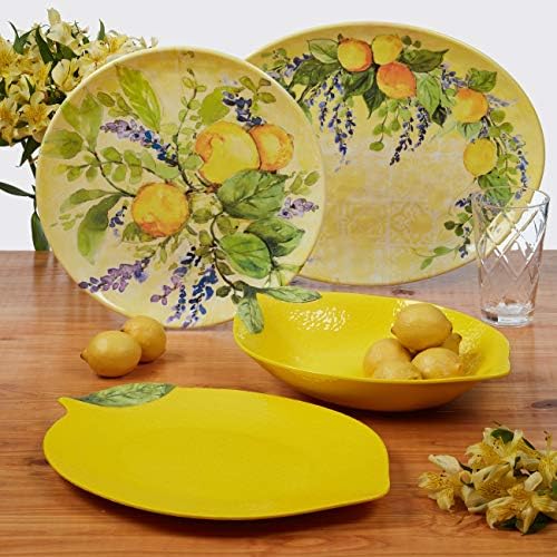 Certified International Lemon Zest Melamine SaladDessert Plates Set of 6