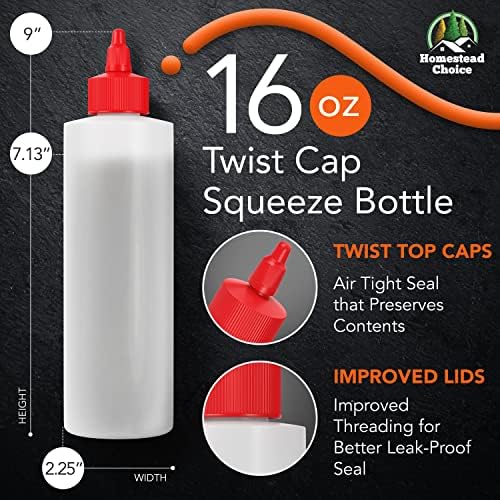16oz Made in USA Squeeze Bottles