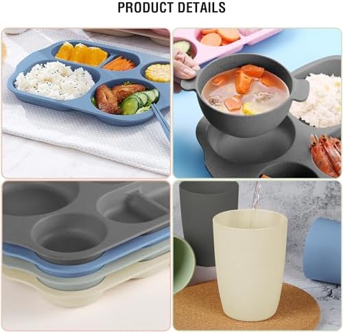 shopwithgreen Unbreakable Wheat Straw Dinnerware Set for Kids