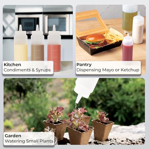 Restaurantware 8-Ounce Food Grade Condiment Squeeze Bottle Ergonomic Design
