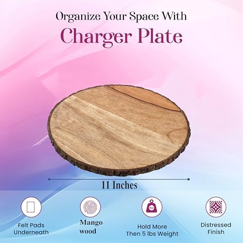 Cleentable Mango Wood Appetizer Plate 4-Pack