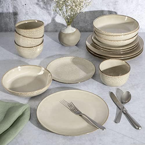 Gibson Elite Matisse Dinnerware Set - Elegant Taupe Design for 4
