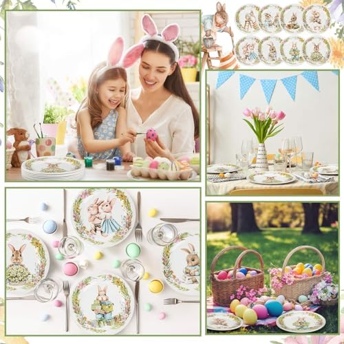 8 Pcs Easter Bunny Salad Plates Assorted Designs