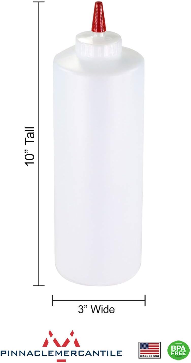 Pinnacle Mercantile 32-Ounce Plastic Condiment Squeeze Bottles Set of 4