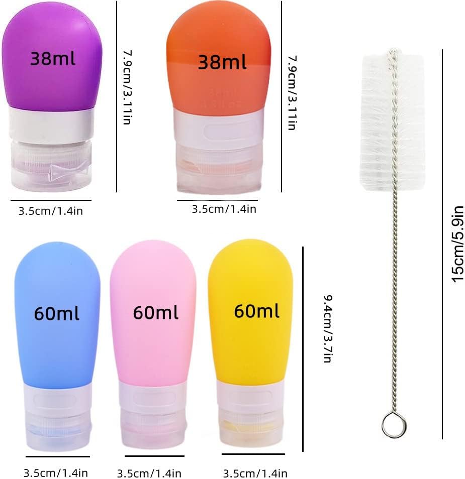 Accfore 5Pack Squeeze Salad Dressing Bottles with Cleaning Brush